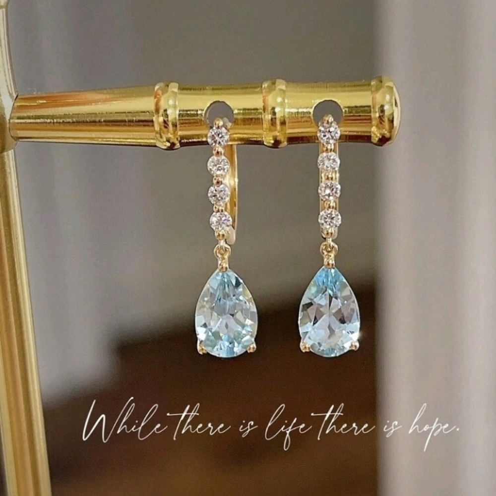 Elegant Gold and Blue Drop Earrings